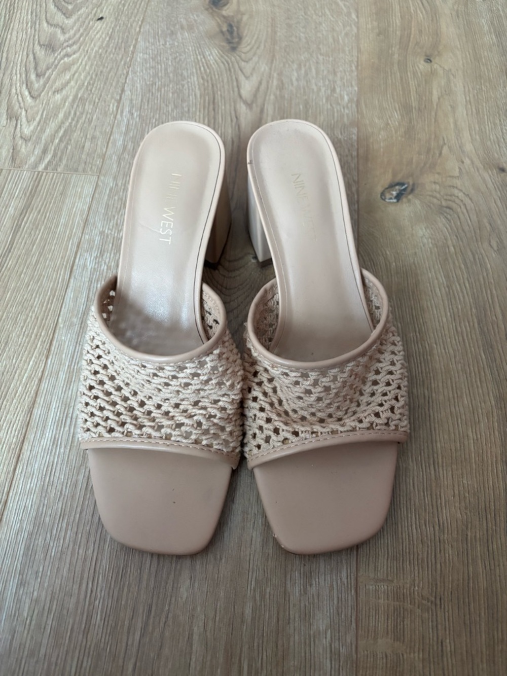 Nine West Nude Woven Slide Mules